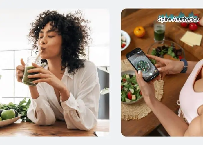 Image of woman looking into her diet and fat freezing Islington to improve her health